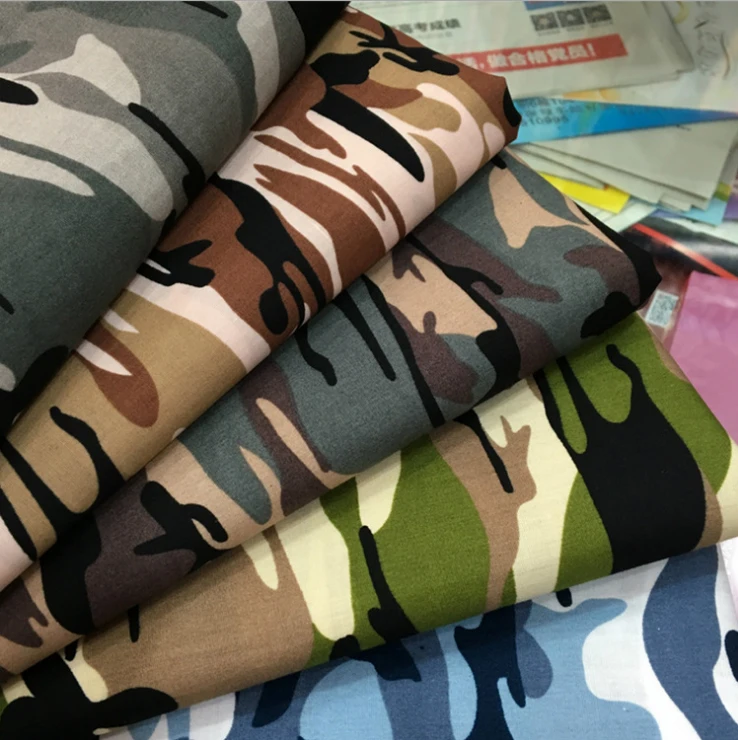 Moda Verde del ejército Camo camuflaje Impresión de Material de algodón