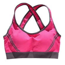 Бесшовный спортивный Топ удобный бюстгальтер пуш-ап для спорта-розовый красный