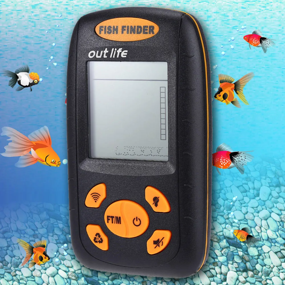 

Outlife Portable Sonar Fish Finder Wireless LCD 100M 125KHZ Depth Fish Finder with English Manual Alarm Fishing Tackle