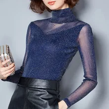 Весна Женская Мода тонкий сексуальный Кружево сетки лоскутное Офисные женские туфли официальные футболки Топы корректирующие женские милые футболки Футболки для девочек