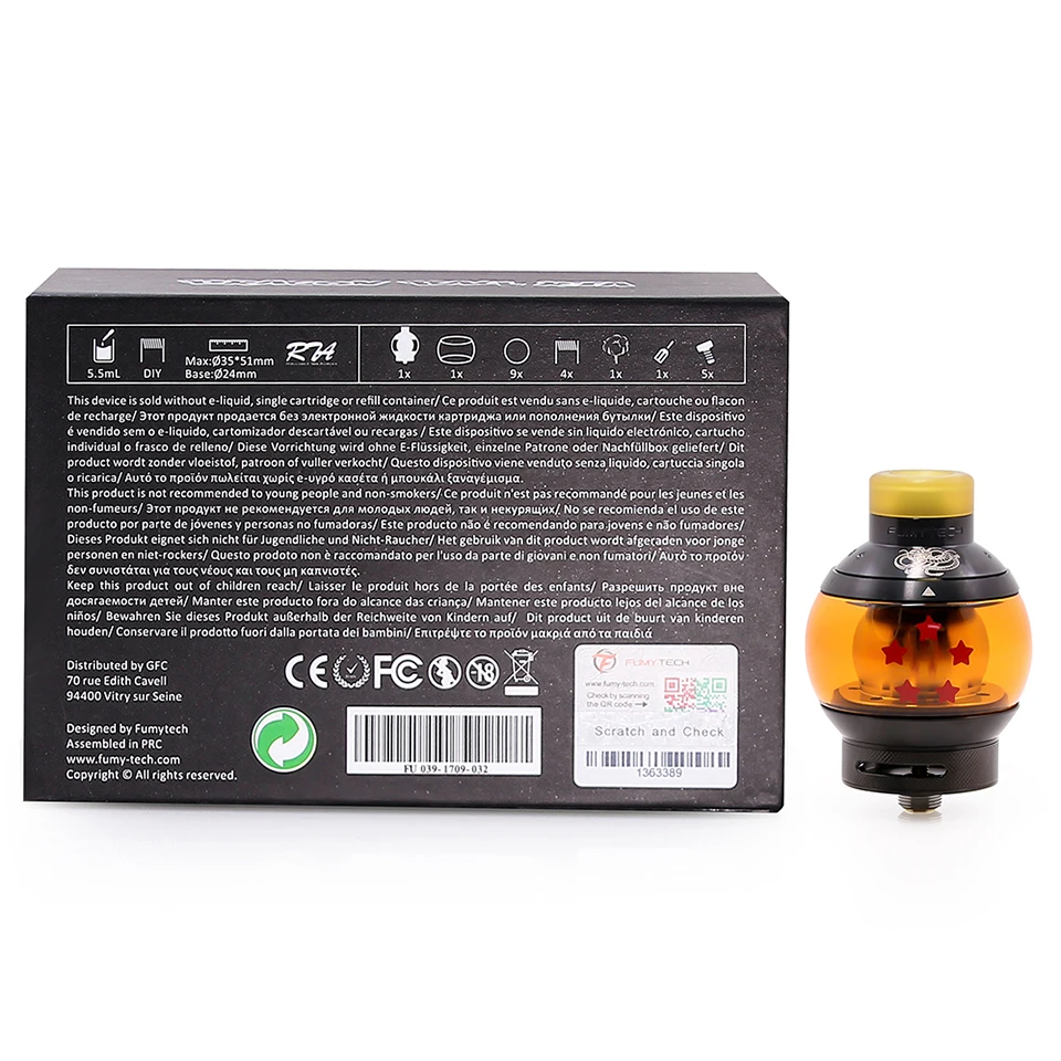 Fumytech Dragon Ball RTA V2 RDTA 5,5 мл Vape бак распылитель емкость Топ заправка электронная сигарета атомайзер vs Впускной RTA танк