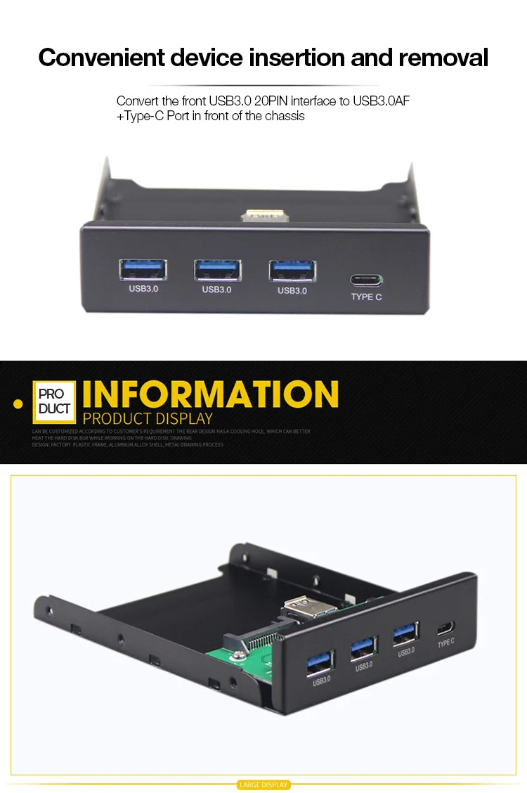 Утхай G08 3,5 дюймов USB3.0 Встроенный 4 Порты и разъёмы концентратор TYPE-C концентратор USB3.0 спереди Панель комбинированный адаптер кронштейн с 15 pin SATA Мощность кабель