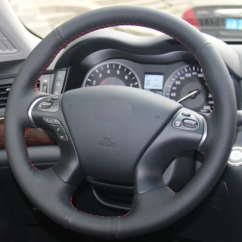 Черный Искусственная кожа рулевое колесо Крышка для Infiniti JX JX35 м M25 M35 M37 M56 2011-2013 Q70 Q70L QX60 2013