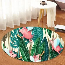 Тропические растения листья узор Круглый фланелевый коврик для ванной комнаты 100 см#0509