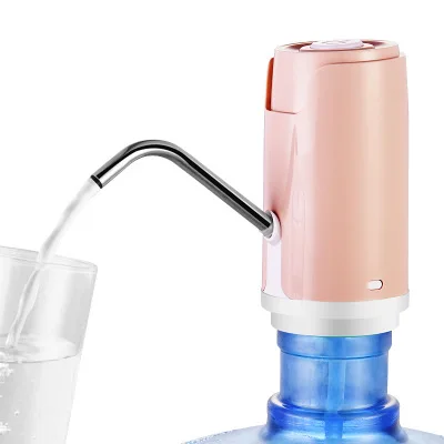 Pink Usb зарядка бутилированный диспенсер воды насос ручной сенсорный насос для питьевой воды для бутылки Электрический беспроводной электрический насос мини - Цвет: Pink