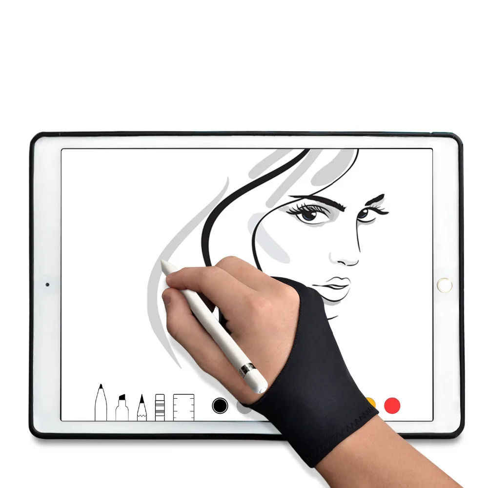 

TFY Artist's Drawing Anti-Fouling Glove with Two Fingers for Graphics Tablets, Tablet Monitors and Sketch Painting - 1 Piece