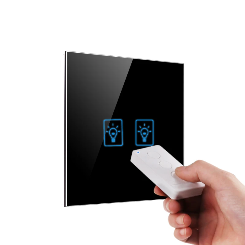 

UK standard Smart Wall Touch Switch, 2 Gang 1 Way Light Wall Tact Switch,Smart Phone APP And Button Remote Control, AC 220-250V