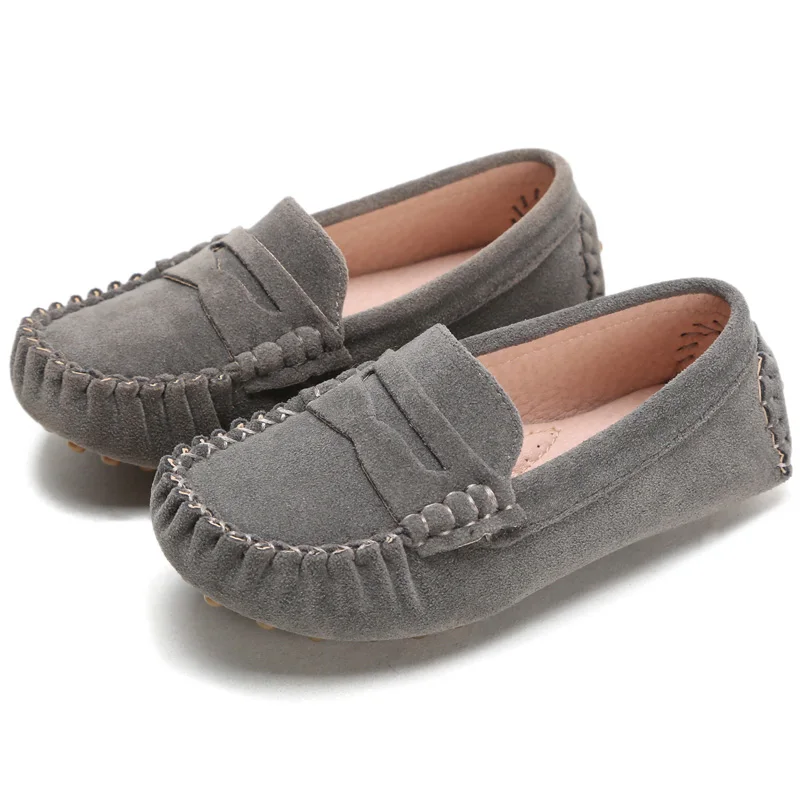 Стиль, детская обувь в горошек, меховая кожаная детская обувь для девочек, повседневная обувь для мальчиков, 7 цветов, модная детская обувь наивысшего качества - Цвет: Gray