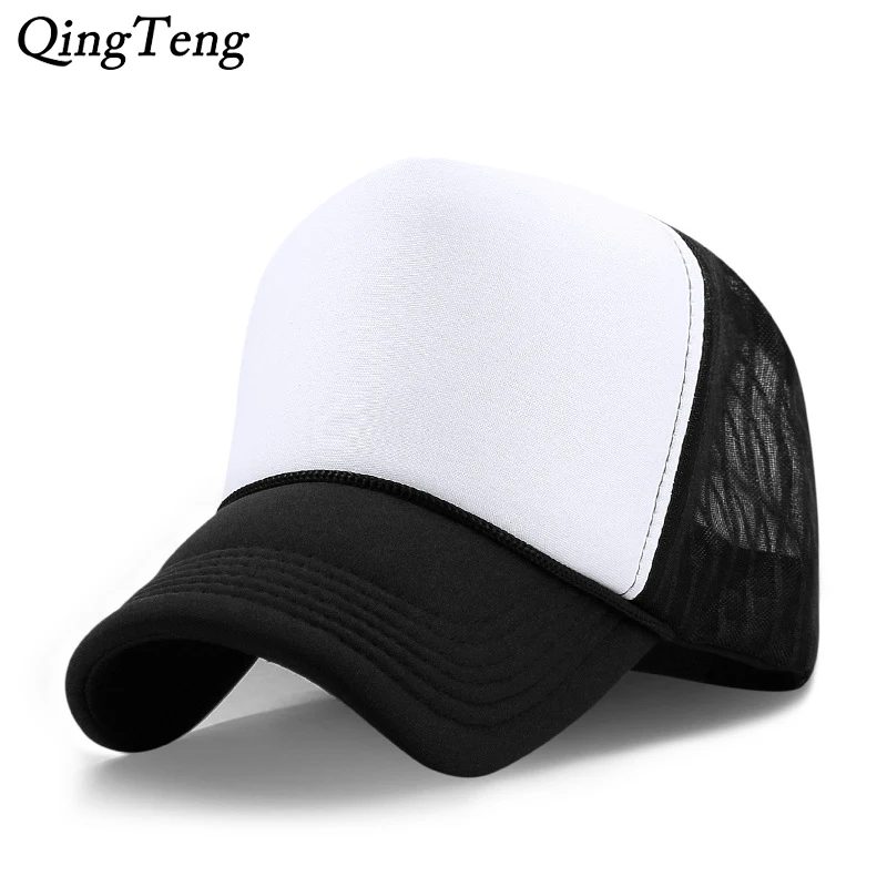 

High Panel Trucker Cap Men Women Solid Color Diy Fashion Baseball Cap Summer Breathable Mesh Snapback Caps 2019 New