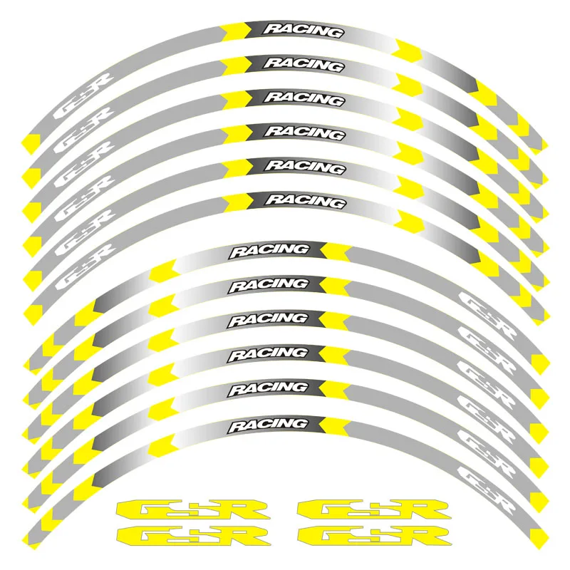 Лидер продаж колеса мотоцикла отличительные светоотражающие наклейки обода полосы R мотоцикл для SUZUKI GSXR GSX R GSR - Цвет: B Yellow