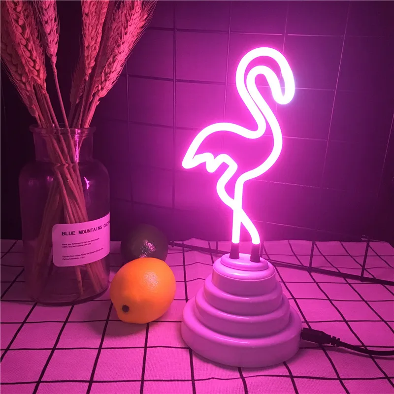 USB Neon Light LED Night Light Tube Flamingo Neon Lamp Cloud Rainbow Flamingo Shape Colorful Desk Lamp for Indoor Wedding decor
