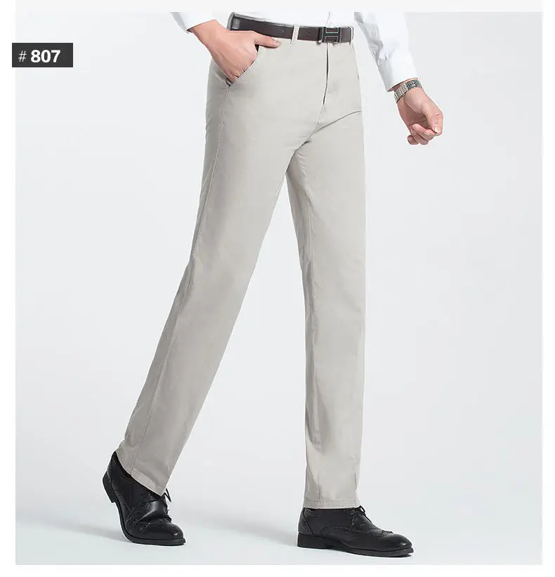 2018 Casual Straight Pants Men Cotton Cargo Men Pants Spring Summer Autumn Male Work Trousers High Waist Full Length Solid Color-02