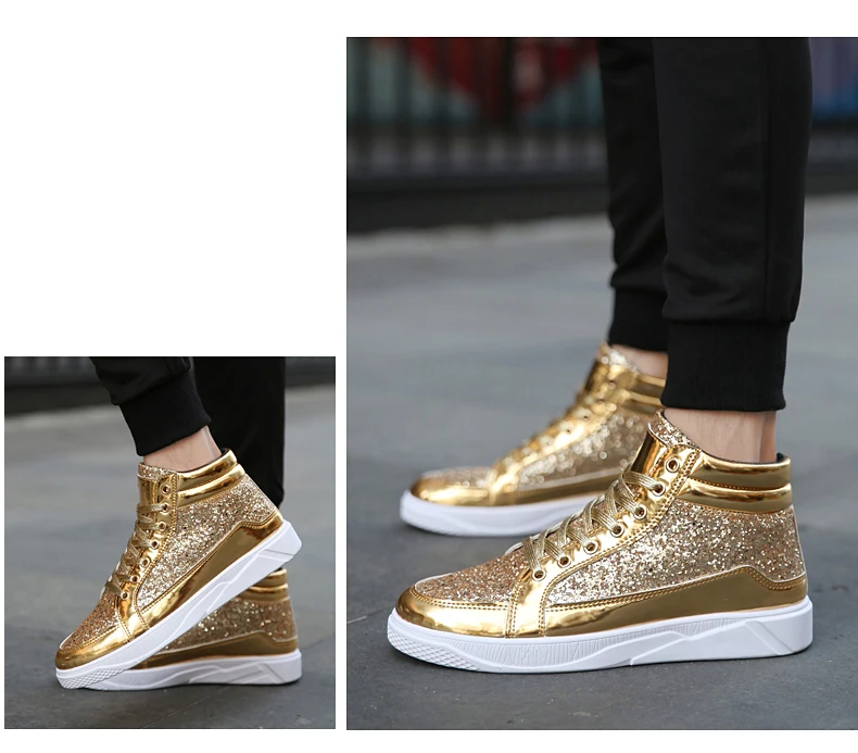 Большие размеры 45, мужские кроссовки для скейтбординга, обувь, новая брендовая спортивная обувь для мужчин, Bullock Plein глянцевый золотистый Серебристый спортивная обувь