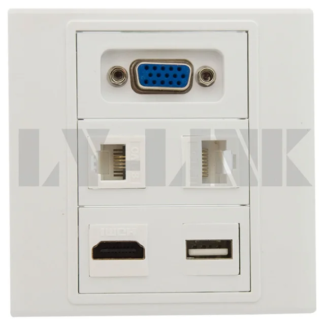 vga, RJ45, RJ11, HDMI, USB wall plate support DIYin Extension Socket