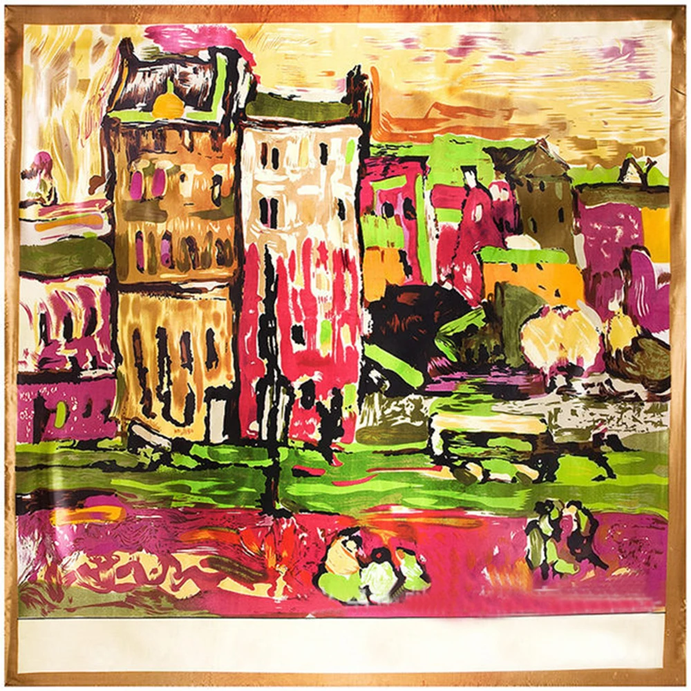 

Van Gogh Red House Painting Square Scarves Ladys Silk Scarfs Shawls Kerchief Luxury Artistic Wraps Summer Multicolor 90*90cm