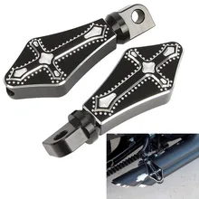 2x Black CNC Motorcycle Foot Pegs Support Foot Rest Universal For Harley Sportster XL 883 1200 Dyna Touring Softail Male Mount