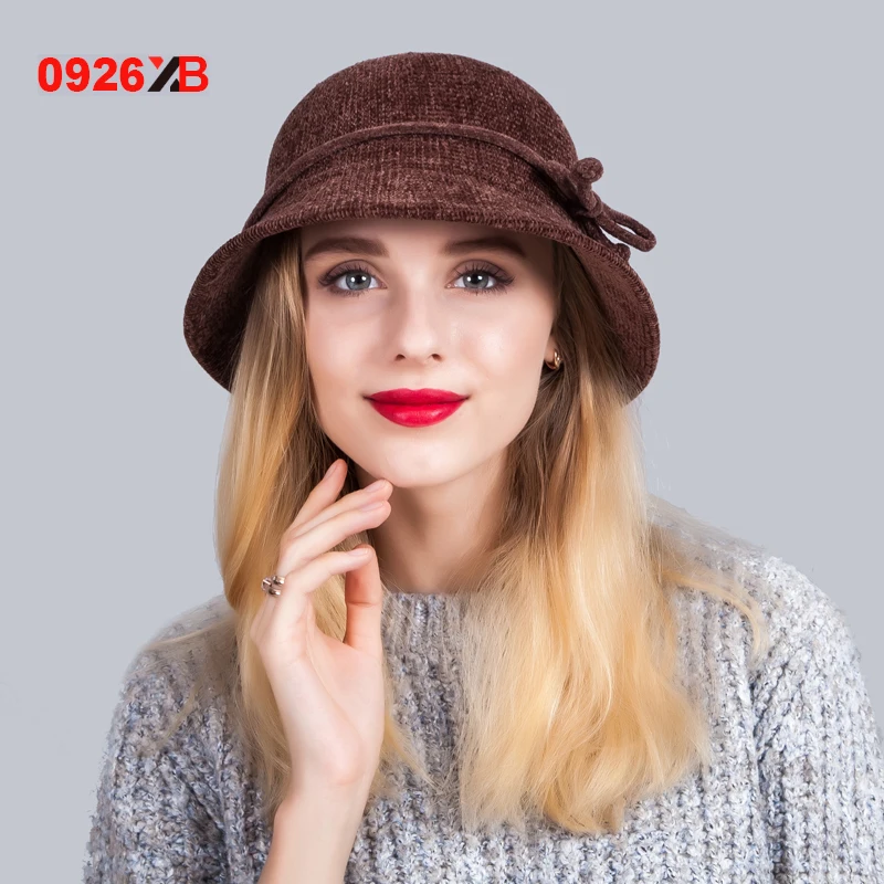 0926XB Women's Winter Hat Woolen Bucket Hats For Ladies Fashion