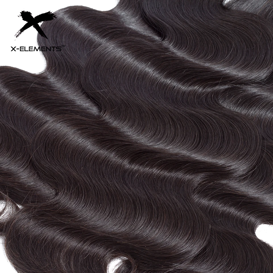 Peruvian Body Wave with 360 Frontal Natural Color Human Hair Weave with Lace Frontal X-Elements Remy Hair Bundles with Frontal (11)