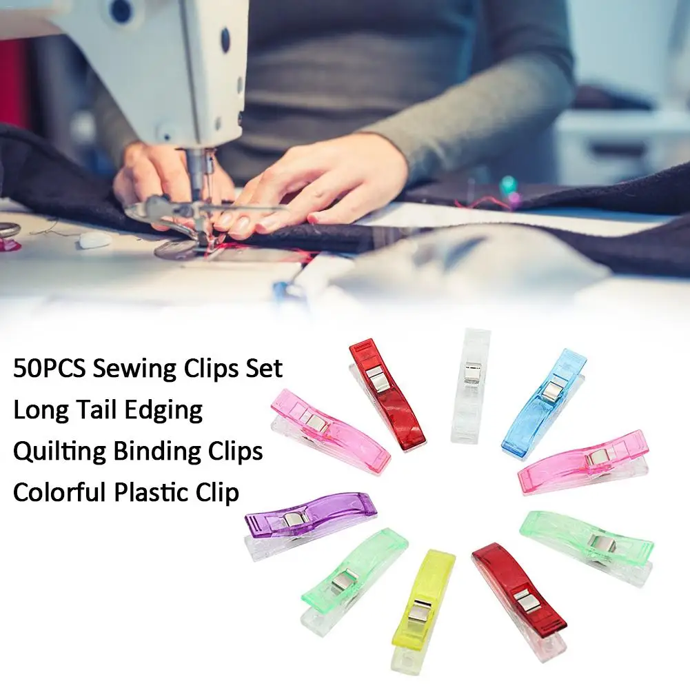 

DIY Patchwork 50 Pcs/Set Plastic Wonder Clothing Clips Holder For Fabric Quilting Craft Sewing Knitting Garment Clips Color