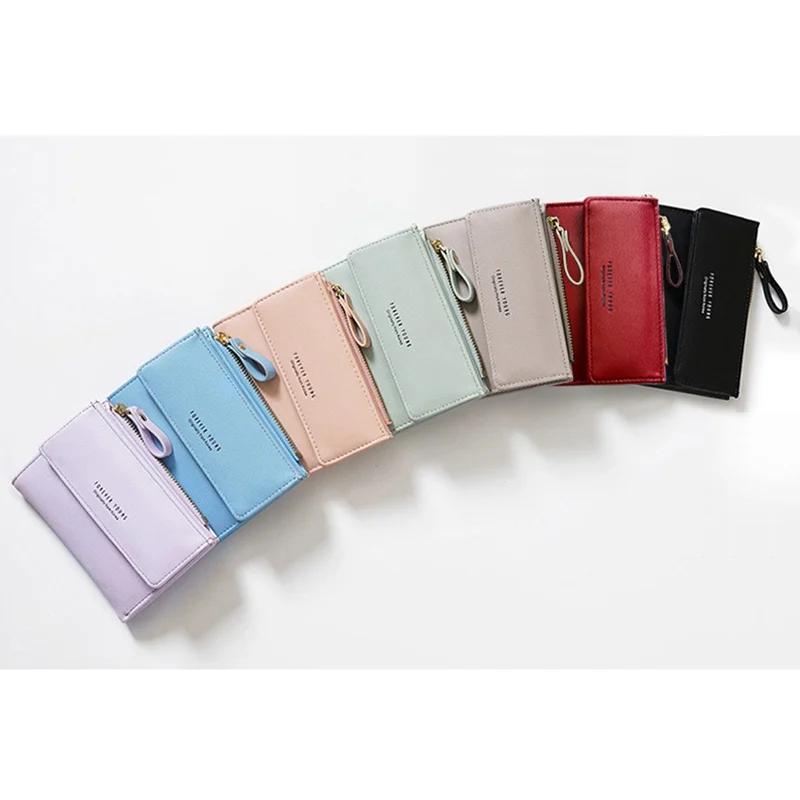 

Small Women Zipper RFID Wallet Fashion Lady Solid Coin Pocket Purse Clutch Bag