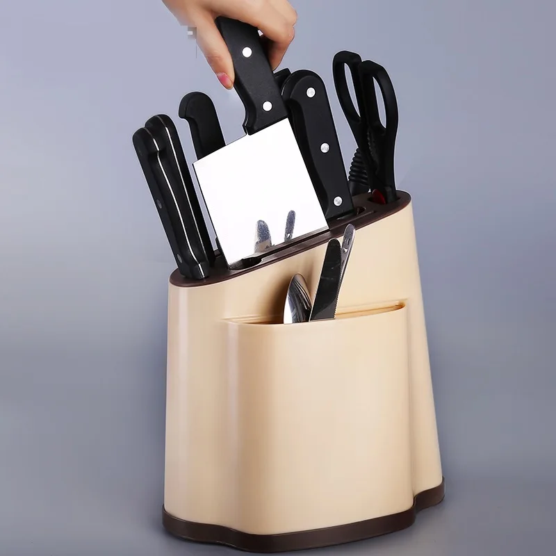 Creative Plastic Kitchen Knife Holder Multifunctional Kitchen Knife Ceramic Fork Storage Rack Knife Stand Inserted Knife Block