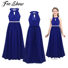 Новинка; летнее шифоновое платье для девочек-подростков с лямкой на шее, украшенное бусинами на талии; платье принцессы для торжеств, свадьбы, подружки невесты; платье для дня рождения