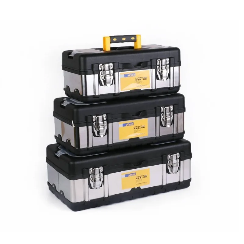 Household Portable Large Plastic Stainless Steel Toolbox Worker Tools Box Tool Organizer Hardware Auto Car Repair Electrician