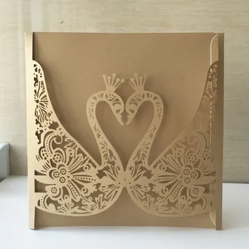 

20pcs Laser Cut Pearl Paper Christening & Baptism Greeting Blessing card Swan Pattern Wedding Invitation Postcard Gift Cards