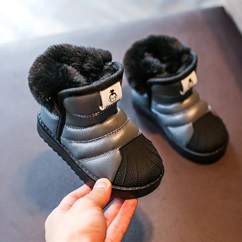 melhor Crianças botas meninas botas de neve Meninos sapatos de inverno quente de pelúcia crianças botas meninos moda bebê criança sapatos fundo macio