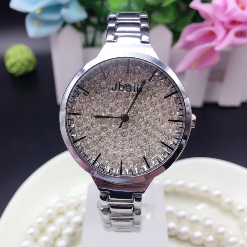 JBAILI Новый Для женщин горный хрусталь часы Женская обувь Diamond Элитный бренд