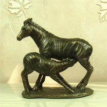 Зебра мать и Статуя Младенца ручной работы смолы диких животных кормящих грудью скульптура, декор ремесленников подарок для матери и день рождения