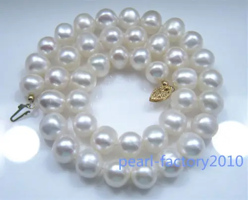

18" AAA 10-11 MM SOUTH SEA NATURAL White PEARL NECKLACE 14KGP GOLD CLASP