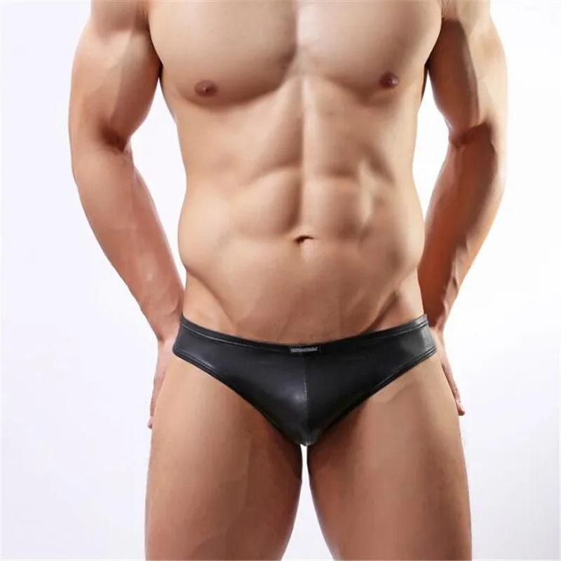 

Sexy Men's Faux Leather Briefs Underwear,Men's Briefs,Elastic Stretchable Undershorts,Men's Underwear