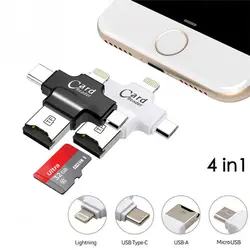 4 в 1 кардридер usb-C Micro USB MicroSD tipo C кардридер для Android ipad/iphone 7plus 6s5s MacBook OTG TF считыватель SD карт