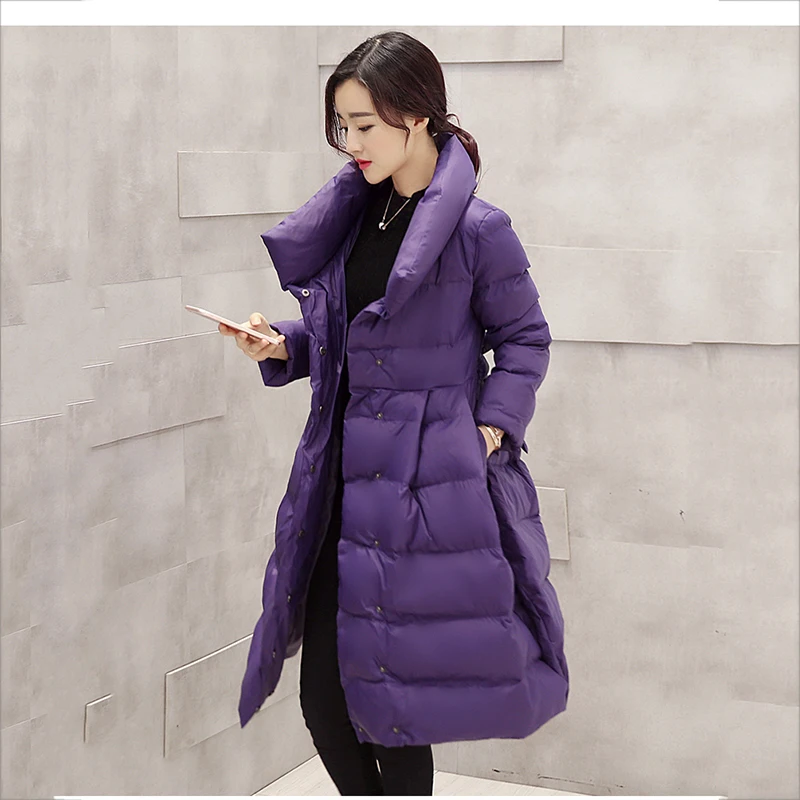 Coton Mode Femelle Mince Vêtements Hiver Couleur Mediun Solide purple Épaissir Survêtement Long De Black Parkas Veste Nouveau Dd297 Atx6R6dwq