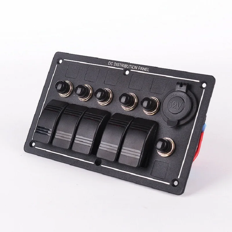 

12V rocker switch panel 5 Gang LED Rocker Switch Panel With 12V Power Charger Marine Boat Car RV