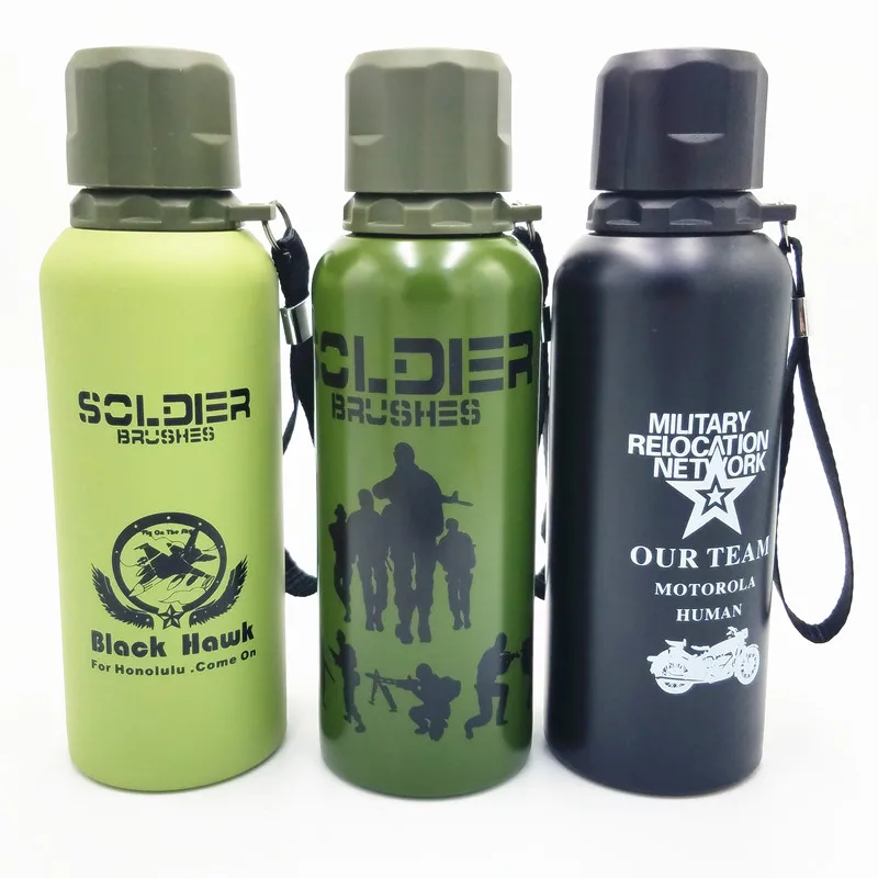 

450ml man outdoor sport travel vacuum flasks bottle Screw cap cup with small mouth Military sports Double Wall Vacuum flasks cup