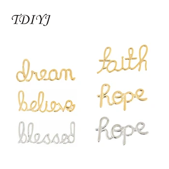

TDIYJ KEEPER Hope Believe Faith Dream Blessed Slide Charms Keeper fit Leather Wrappable Bracelet and Metal Pendant 12pcs/lot