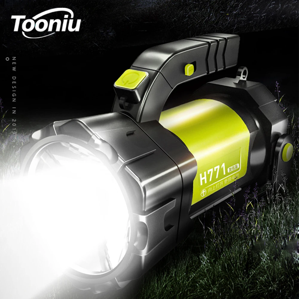 

Super bright LED Searchlight Flashlight With side light 6 lighting modes Powered by 18650 battery For outdoor camping