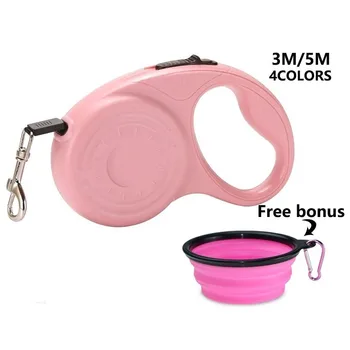 

3M/5M Dog Automatic Telescopic Traction Leash with Bowl Retractable Pet Dog Leads Outdoor Walking Rope Portable Pet Free Bowl