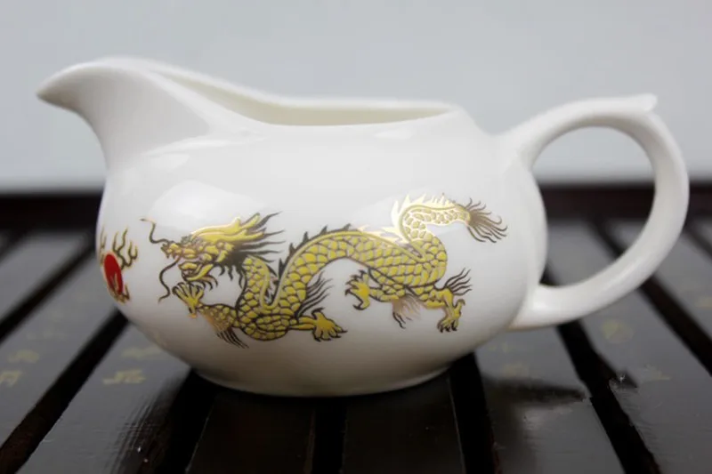 CJ242 Высококачественный золотой дракон молочно-белый нефрит Фарфор керамический чайный набор кунг-фу чашка костяной фарфор посуда подарочная упаковка