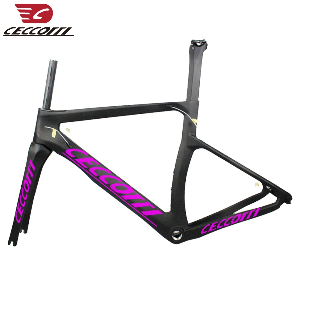 Best New design Ceccotti full carbon Road bike frame DI2 mechanical BSA/BB30/PF30 V brake carbon bicycle frameset 9