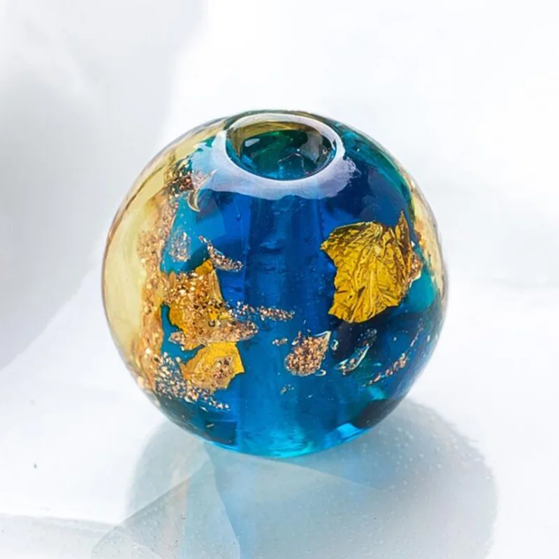 10 шт. золотые песочные бусины из муранского стекла Galaxy Earth Подвески из бисера подходят к Европейскому браслету ожерелье для женщин DIY рождественские украшения - Цвет: sky blue
