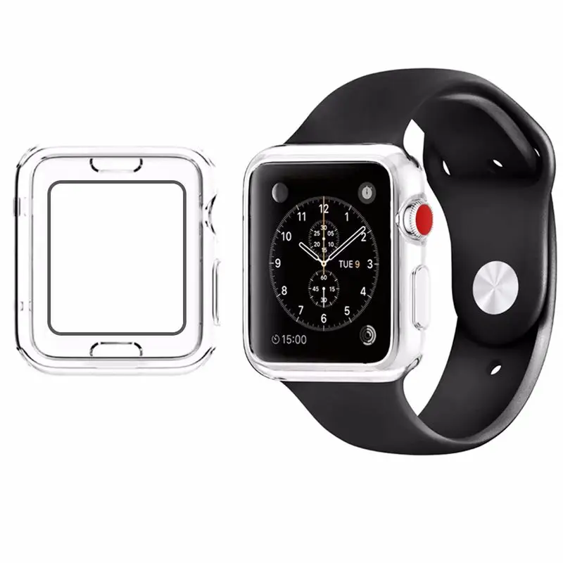 

KINGBEIKE Transparent Silicone Watch Case For Apple Watch Series 1 2 3 38mm 42mm Protective Screen iWatch Band Protector Shell
