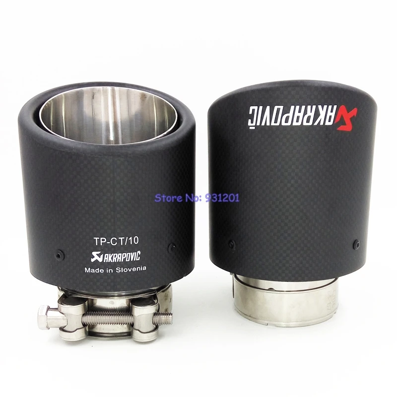 

2PCS ID 51mm 54mm 57mm 60mm 63mm OD 101mm Customized Universal Akrapovic Carbon Fiber Exhaust Tip End Pipe Mufflers for Car