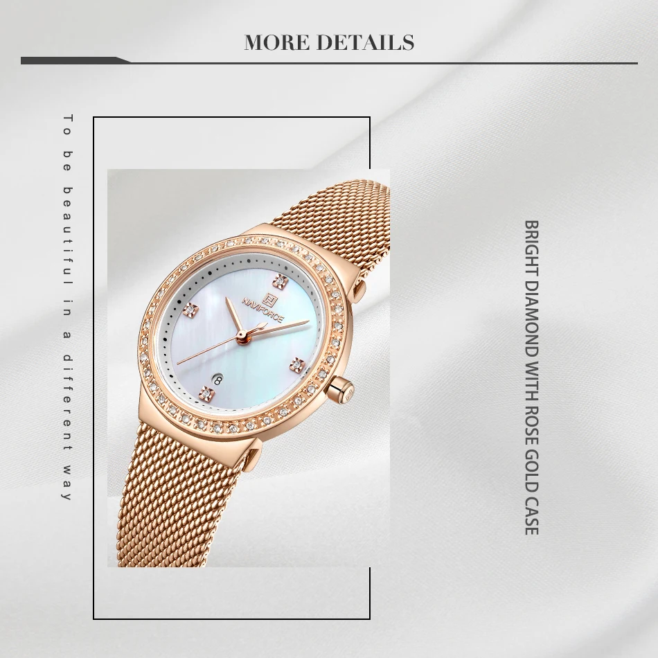 NAVIFORCE New Rose Gold Women Watch Business Quartz Watch Ladies Top Brand Luxury Female Wrist Watch Girl Clock Relogio Feminin (4)