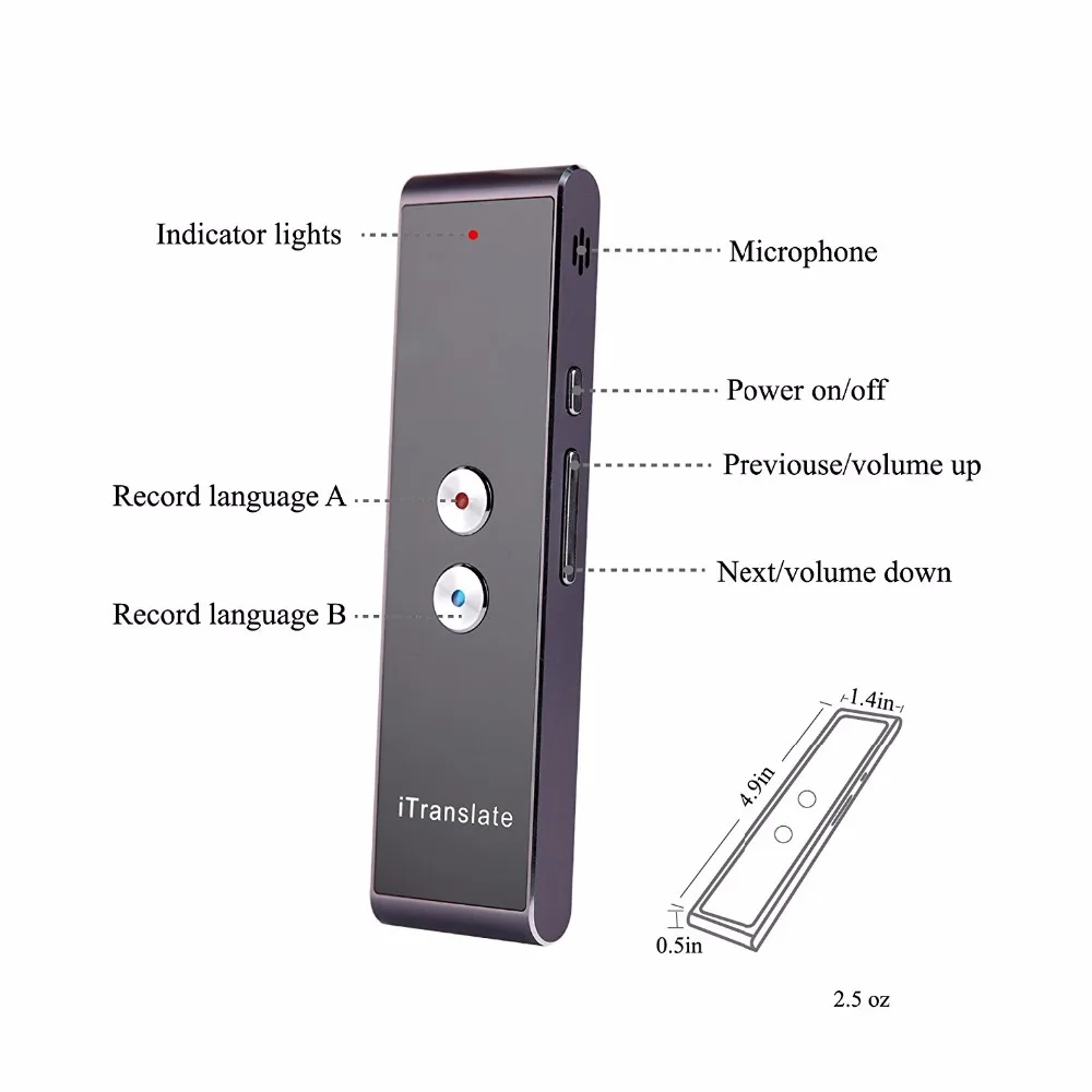 Голос портативный умный язык переводчик голос мгновенный traductor simultaneo для обучения путешествия встречи поддержка 33 языков