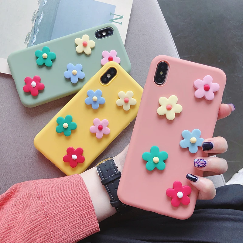 matte silicone 3d candy color flower case for Huawei y5 y6 y7 prime y3 y9 2018 2017 2019 ii 2 soft TPU back cover fundas capa | Мобильные