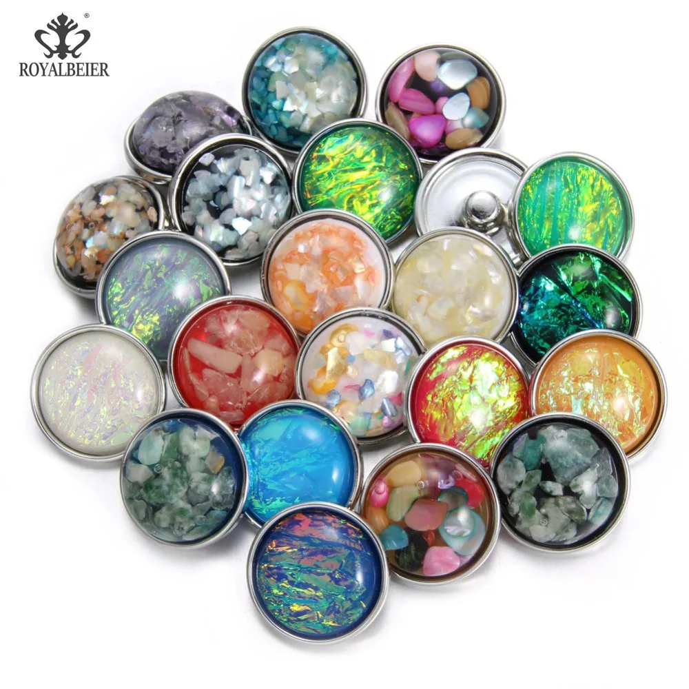 

50pcs/lot Mixed Acrylic Pattern & Styles Charms 18mm Glass Snap Button For DIY Bracelet Snaps Jewelry KZHM109