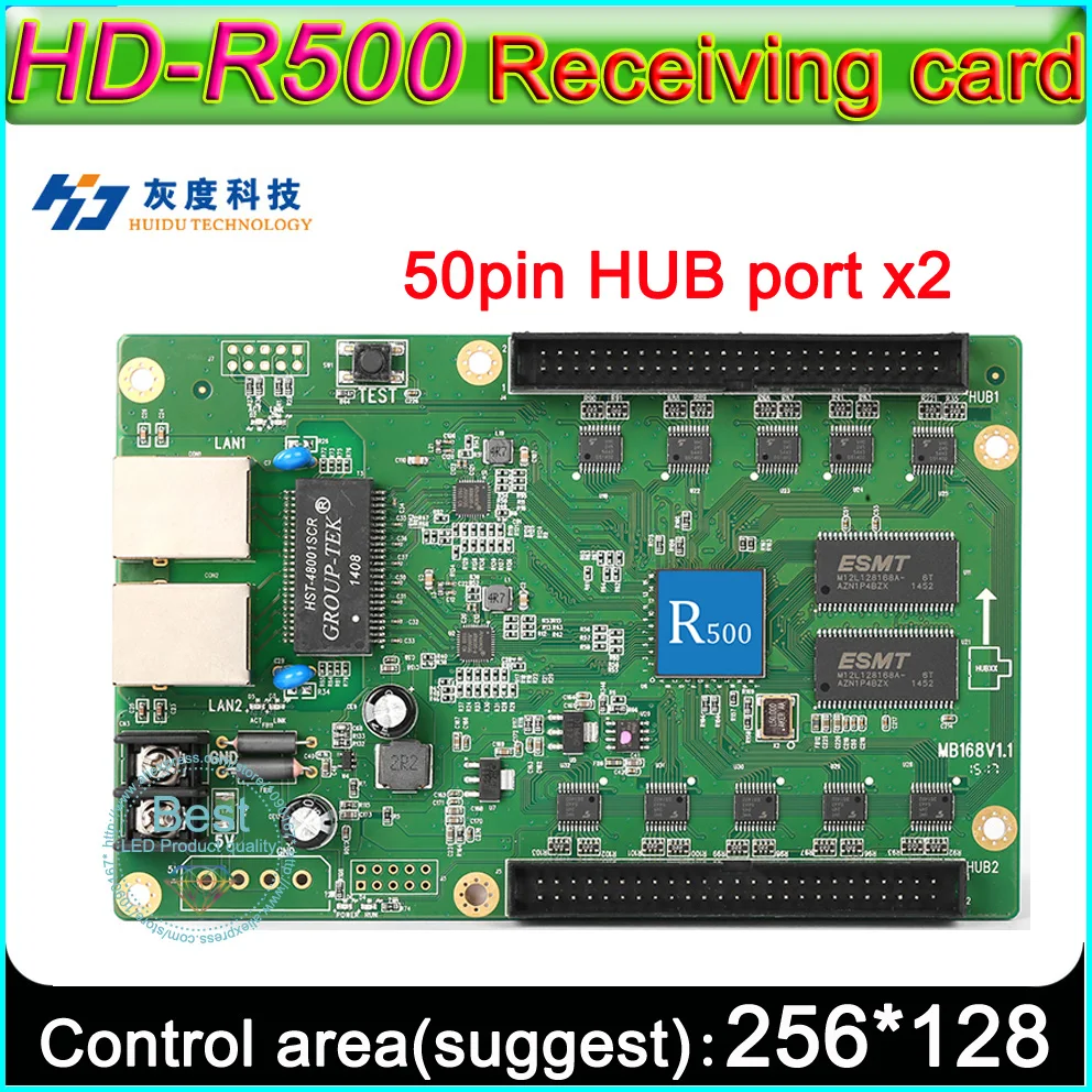 

HD-R500 Full color control system receiving card, Video, picture, text display card, Support for P10 LED display module